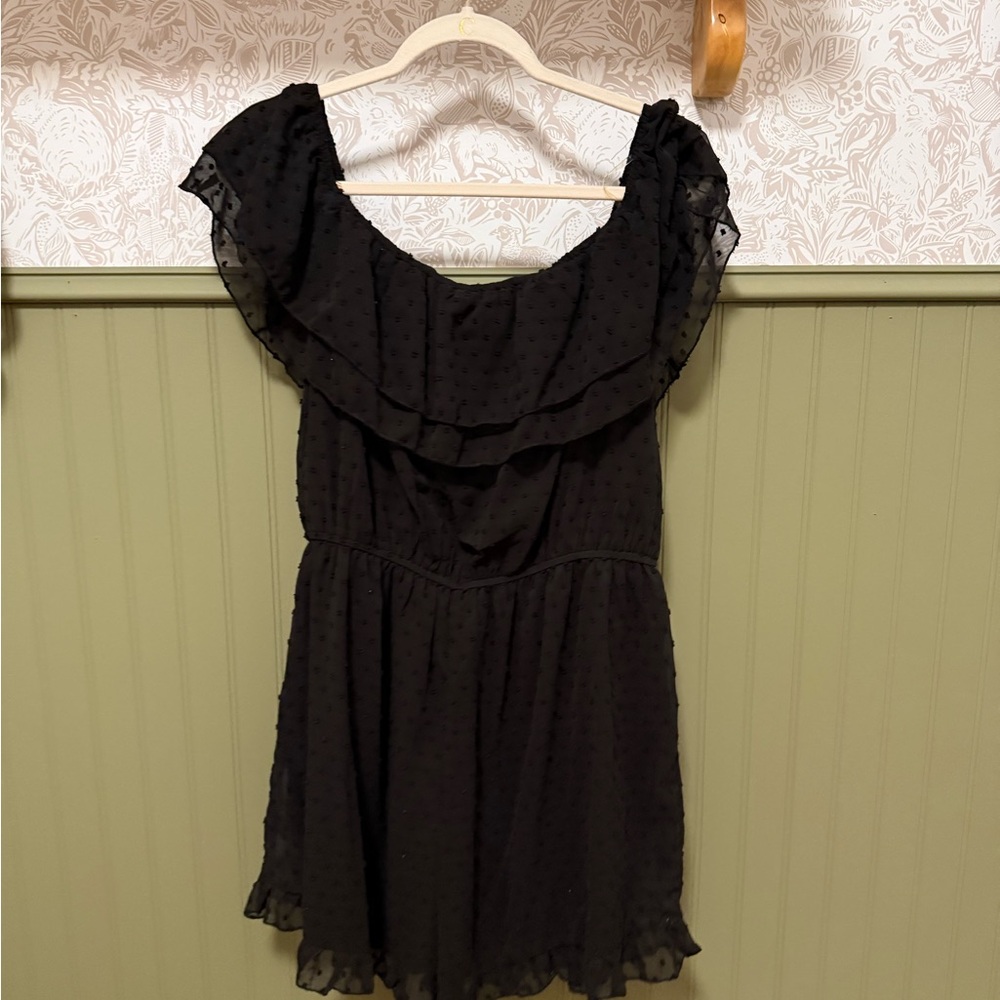 Elegant Black Ruffled Romper